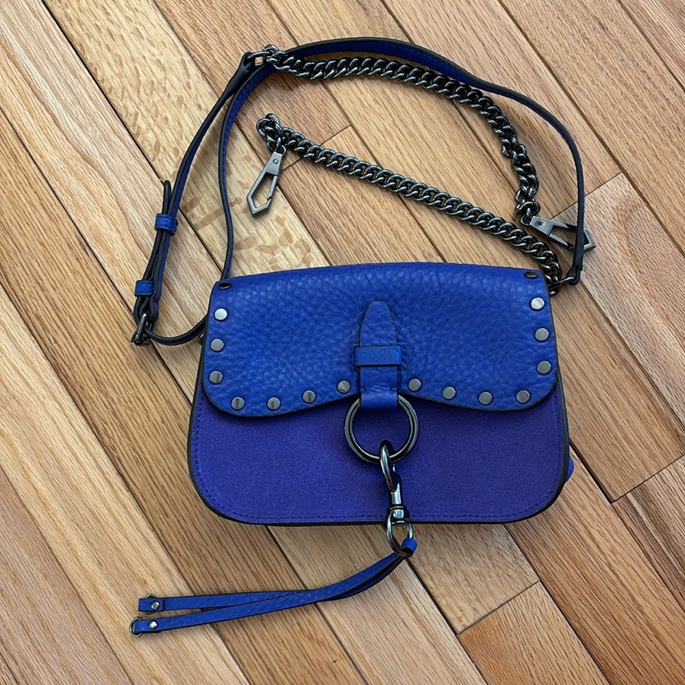 Rebecca Minkoff Leather Suede Crossbody - small purple blue